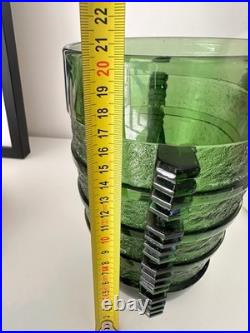 Vase Art Déco En Verre Moulé vert sapin
