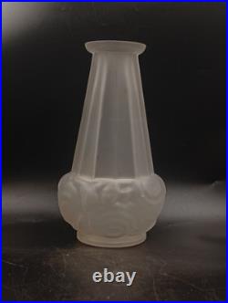 Vase Art Déco Espaivet Verre Moulé Pressé Blanc Satiné France 1920 1930