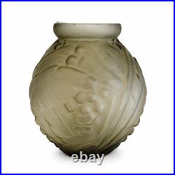 Vase Art Déco Etaleune Paris signé Grand modèle verre pressé 28 cm