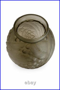Vase Art Déco Etaleune Paris signé Grand modèle verre pressé 28 cm