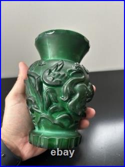 Vase Art Déco Heinrich Hoffmann Pte De Verre Malachite