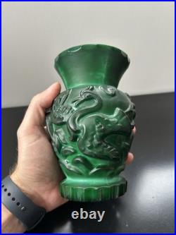 Vase Art Déco Heinrich Hoffmann Pte De Verre Malachite