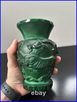Vase Art Déco Heinrich Hoffmann Pte De Verre Malachite