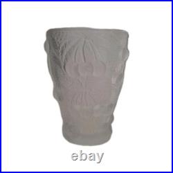 Vase Art Déco Verrerie Ancienne Sculpté En Verre Transparent Motif Floral