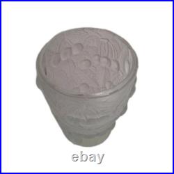 Vase Art Déco Verrerie Ancienne Sculpté En Verre Transparent Motif Floral