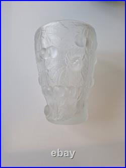 Vase Art Déco Verrerie Ancienne Sculpté En Verre Transparent Motif Floral