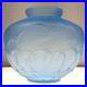 Vase Art Déco en Pâte de Verre Bleu moulé pressé à décor de vague et de Mouettes