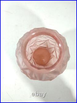 Vase Art Déco en Verre Givré Rose / 1930's
