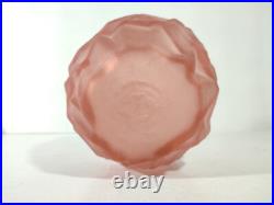 Vase Art Déco en Verre Givré Rose / 1930's