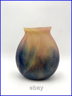 Vase Art Déco en verre marbré signé Le Verre Français
