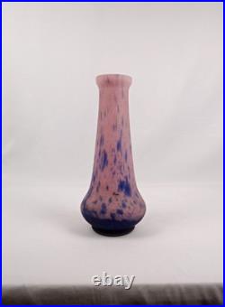 Vase Art Déco signé Val Verrerie d'Art Lorrain par Daum effet marmoréen de 1930