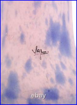 Vase Art Déco signé Val Verrerie d'Art Lorrain par Daum effet marmoréen de 1930