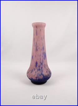 Vase Art Déco signé Val Verrerie d'Art Lorrain par Daum effet marmoréen de 1930