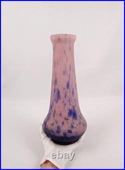 Vase Art Déco signé Val Verrerie d'Art Lorrain par Daum effet marmoréen de 1930