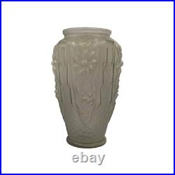 Vase Art Déco verre moulé pressé Gris Floral Géométrique France 1920 1930