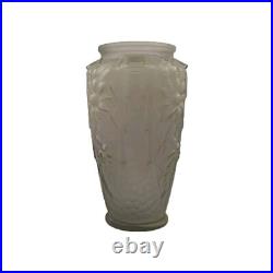 Vase Art Déco verre moulé pressé Gris Floral Géométrique France 1920 1930