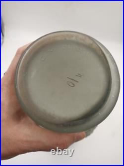 Vase Art Déco verre moulé pressé Gris Floral Géométrique France 1920 1930