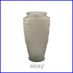 Vase Art Déco verre moulé pressé Gris Floral Géométrique France 1920 1930