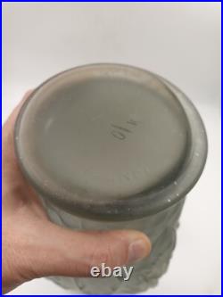 Vase Art Déco verre moulé pressé Gris Floral Géométrique France 1920 1930