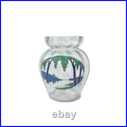 Vase Boule En Verre Émaillé Art-déco Signé Ely