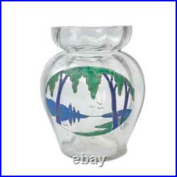 Vase Boule En Verre Émaillé Art-déco Signé Ely