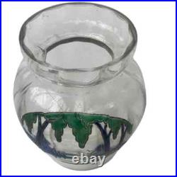 Vase Boule En Verre Émaillé Art-déco Signé Ely