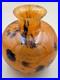 Vase Boule verre marmoréen signé Lorrain art déco Nancy orange noir 14 cm as new