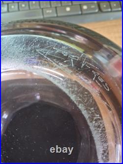 Vase Centre de Table Art Déco Signé Muller Frères Lunéville Verre Teinté Fumé