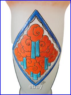 Vase En Pâte De Verre Art Deco