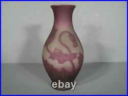 Vase En Pte De Verre Signé Vessiere Nancy / Vase Art Déco Décor Coquelicots