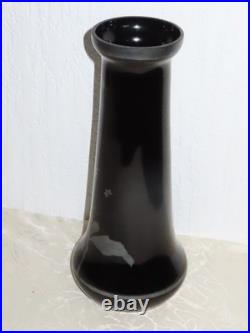 Vase En Verre Art Déco Noire Avec Peinture Métallique Argentée