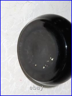 Vase En Verre Art Déco Noire Avec Peinture Métallique Argentée