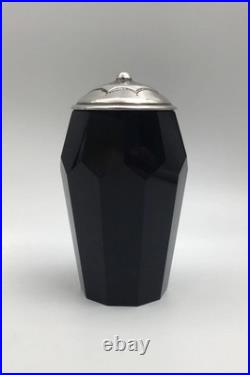 Vase En Verre Art Déco Rouge Rubis Avec Couvercle En Argent