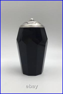 Vase En Verre Art Déco Rouge Rubis Avec Couvercle En Argent