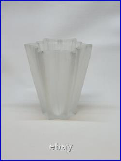 Vase Étoile Art Déco France 1930 En Verre Pressé Moulé Givré Attr Pierre D'Avesn
