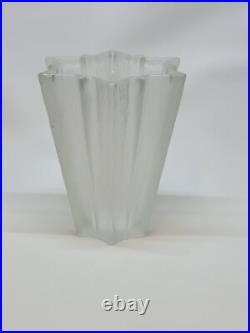 Vase Étoile Art Déco France 1930 En Verre Pressé Moulé Givré Attr Pierre D'Avesn