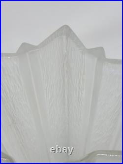 Vase Étoile Art Déco France 1930 En Verre Pressé Moulé Givré Attr Pierre D'Avesn