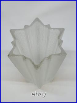 Vase Étoile Art Déco France 1930 En Verre Pressé Moulé Givré Attr Pierre D'Avesn