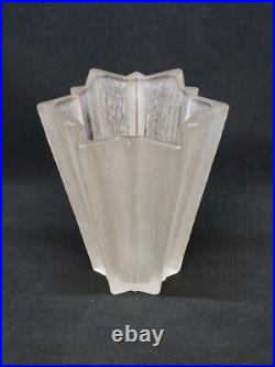 Vase Étoile Art Déco France 1930 En Verre Pressé Moulé Givré Attr Pierre D'Avesn