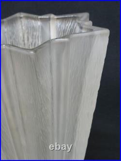 Vase Étoile Art Déco France 1930 En Verre Pressé Moulé Givré Attr Pierre D'Avesn