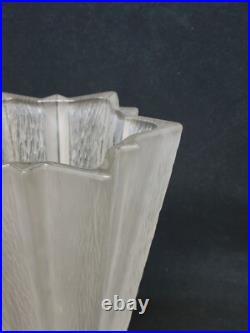 Vase Étoile Art Déco France 1930 En Verre Pressé Moulé Givré Attr Pierre D'Avesn