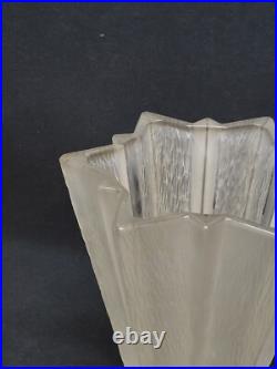 Vase Étoile Art Déco France 1930 En Verre Pressé Moulé Givré Attr Pierre D'Avesn