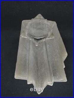 Vase Étoile Art Déco France 1930 En Verre Pressé Moulé Givré Attr Pierre D'Avesn