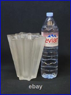Vase Étoile Art Déco France 1930 En Verre Pressé Moulé Givré Attr Pierre D'Avesn