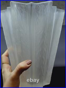 Vase Étoile Art Déco France 1930 En Verre Pressé Moulé Givré Attr Pierre D'Avesn