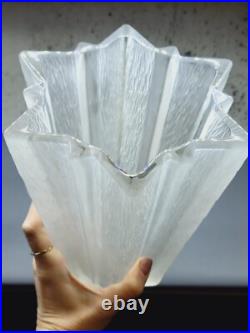Vase Étoile Art Déco France 1930 En Verre Pressé Moulé Givré Attr Pierre D'Avesn