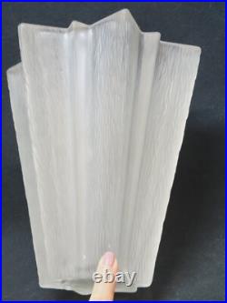 Vase Étoile Art Déco France 1930 En Verre Pressé Moulé Givré Attr Pierre D'Avesn