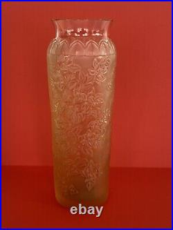 Vase Lalique France Bougainvillier Art Déco Jaune Doré Avec Des Fleurs En Relief