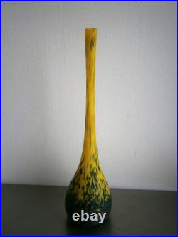 Vase Pâte de verre Art Déco St Delatte décor Coloquinte 1930 Ancien 46cm