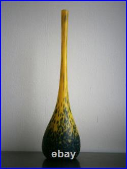 Vase Pâte de verre Art Déco St Delatte décor Coloquinte 1930 Ancien 46cm